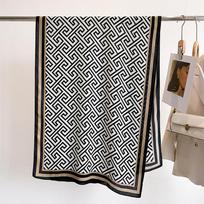 Korean version coffee color letter foreign style thin cotton and linen long towel women's spring and summer thin air-conditioned room warm cotton 70*180cm