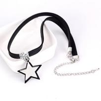 Choker Necklace Women'S Black Rope Pentagram Collarbone Chain Short Neckband Black Necklace Collar Neck Jewelry