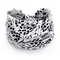 Soft Leopard Pattern Boho Headband Elastic Breathable Knotted Hairband Wide Sweatproof Turban Headband Yoga