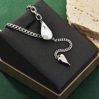 Water Drop Crystal Necklace Women'S Fashion Light Luxury Fringed Collarbone Chain Chain Splicing Personalized Sweater Chain Accessories Cool