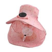 Sunscreen Cap Anti-UV Solar Fan Cap Breathable USB Charging Sun Cap Long Sun Shield Floral Design Cooling Fan Hat Cycling