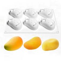6 Cavity Mango Mousse Cake Mold Fruit Shaped Food-Grade Silicone French Pastry Baking Mold Heat-Resistant DIY dangaus mėlyna spalva
