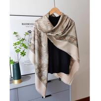 Mulberry silk wool 135 silk wool square scarf women's spring and summer diamond pattern hand-removed beard double-sided printed silk scarf standard