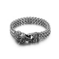 Punk Vintage Viking Wolf Head Bracelet Stainless Steel Men's Animal Wristband Charm Trendy Mesh Chain Bangles Fashion Jewelry 22cm
