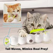 Caterpillar Interactive Cat Toy Motion Activated Wack A Worm Post Toy Rechargeable Automatic Teasing Cat Toy with Tail for Cats balta