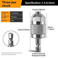 Self-Tightening Drill Chuck Adapter Hexagonal Handle 1.5-6.5mm Pneumatic Drill Chuck 1/4 Inch Quick Change Chuck chaki