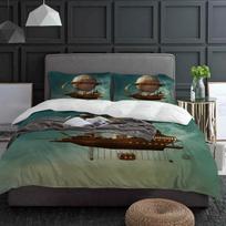 Steam Airship Ship Vintage Starry Sky Bedding Set 3pcs Duvet Cover Pillowcase Kids Adult Quilt Cover Double Bed Set Home Textile 135x200cm