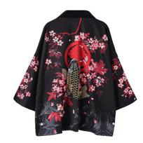 Vasaros palaidinė vyrams, penkių ketvirčių rankovėmis, kimono stiliaus marškiniai, japoniško stiliaus spauda, viršus, palaidinė, vyriškos palaidinės, madingas viršus XXS