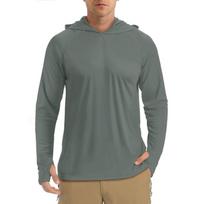 Sun Protection T-Shirts Mens Long Sleeve Hoodie Casual UV-Proof T-Shirts Breathable Lightweight Quick Dry T Shirts Male M tamsiai pilka spalva