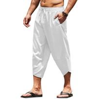 Baggy Pants Fashion Elastic Waistband Comfy Baggy Pants Men Mid-Calf Length Baggy Pants Cropped Pants Streetwear S balta