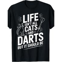 Cats and Darts Funny Dart Player Darts T-Shirt S juoda
