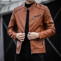 Laisvalaikio odinė vyriška motociklininko striukė korėjietiško stiliaus Slim Fit žalia vyriška pu odinė striukė Super M