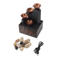 USB Tabletop Water Fountain Wealth Attracting Feng Shui Running Water Ornaments Crafts With LED Lights For Home Living Room
