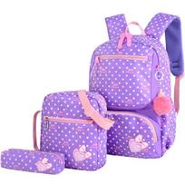 New Children School Bags For Girls Kids Knapsack 3pcs /Set Fashion Printing Schoolbag Backpacks CLE violetinė