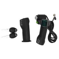 One Pair Electric Bike Throttle Handlebar with Big Head Lock Blue Screen 12V to 99V Bike Throttle Grip for Riding black