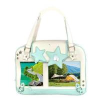 Kawaii Ita Bag Shoulder Bag with Clear Windows Anime Pin Display Bag Doll Badge Display Tote Cute Star Handbag Holds 20cm Doll žalia