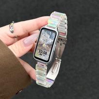 Huawei Band 10 Summer Strap: New Style Imitation Ceramic Resin Silicone with NFC 9/8 Compatibility Huawei Band 7/7nfc with 2 Screen Protectors