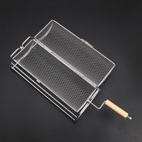 Wooden Handle Stainless Steel BBQ Rolling Grill Cage for Vegetables & Meat