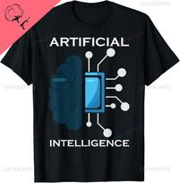 Dirbtinio intelekto dirbtinis intelektas Kompiuterių mokslas Technologija Koderio Marškinėliai Medvilniniai Unisex Vasariniai Gatvės Drabužių Viršutiniai Drabužiai Grafiniai Marškinėliai S