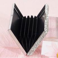 Men's Anti-Theft Aluminum Card Holder with Rhinestones - Protects Against Demagnetization and Holds Driver's License and Business Cards.