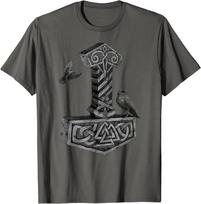 Norse Mythology Mjolnir Thor Hammer Odins Raven TShirt 100 Cotton ONeck Summer Short Sleeve Casual Unisexs Tshirt Size S3XL S