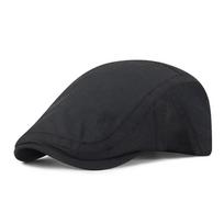 Retro Breathable Beret Men's Hat Mesh Speed Drying Newsboy Cap Adjustable Thin Sun Hats Flat Gorras juoda