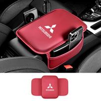 Car Armrest Box Pad Leather Center Console Cushion Mat Interior Accessories For Mitsubishi ASX Lancer Pajero Outlander L200 EVO raudona