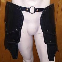 Medieval Viking Warrior Belt Skirt Costume with Leg Guards juoda