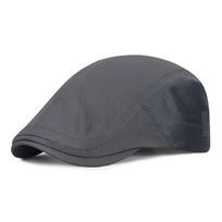 Retro Breathable Beret Men's Hat Mesh Speed Drying Forward Cap Adjustable Forward Hat Outdoor tamsiai pilka spalva