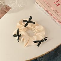 Sweet Wind Bow Hair Band Elegant Black And White Color Pleated Fabric Super Fairy Satin Large Intestine Hair Band Hair Accessories