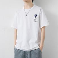 Men's White Astronaut Print Short Sleeve Crew Neck T Shirt For Casual Streetwear M balta
