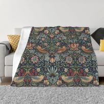Vintažinė William Morris braškinė antklodė aksominė pavasario/rudens itin minkšta antklodė, skirta lovos kelionių patalynės užvalkalams 100x150cm