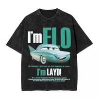 Cars Flo Washed T Shirt Streetwear Hip Hop Fashion T-Shirt L M