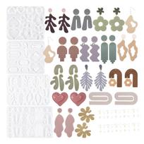 44PCS Resin Earring Molds, Silicone Molds for Epoxy Resin, Geometrical Flower Leave Heart Shaped Epoxy Silicone NONE