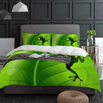 Animal Frog Silhouette Green Leaf Plant Bedding Set 3pcs Duvet Cover Pillowcase Quilt Cover Double Bed Set Home Textile 135x200cm