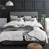 Paris Seine Woman Eiffel Tower Red Lips Bedding Set 3pcs Duvet Cover Pillowcase Quilt Cover Double Bed Set Home Textile 135x200cm