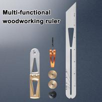 Woodworking Ruler, Multi Functional Stainless Steel Scribing Tool with Rotatable Sliding Ruler and Cam Lock, for Carpenter Dovetail Angle Measurement