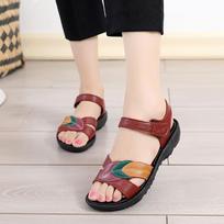 Ho Newest Women Sandals Soft Three Color Stitching Ladies Sandals Comfortable Flat Sandals Open Toe Beach Shoes Woman Footwear 36