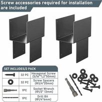 2 Pack 2mm 3 5mm Steel Gazebo Post Brackets Heavy Duty Corner Connectors with Screws and Drill Bit for Outdoor Pergola Frame Support S juoda
