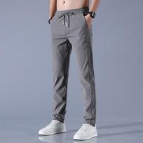 Vasarinės laisvalaikio ledo šilko kelnės vyriškos Korėjietiška versija Didelio dydžio Vienspalvės Paprastos tiesios kelnės M tamsiai pilka spalva