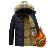 Vyriška žieminė rudeninė kailinė apykaklė Parka paltas juodas vilnonis pamušalas storas šiltas pliušinis striukė su gobtuvu Vyriškas 5XL dydis M tamsiai mėlyna spalva