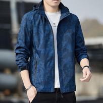 Spring Men's Casual Lightweight Waterproof Windbreaker Jacket Full Zip Up Hooded Shell Outdoor Hiking Coat For Autumn Size 4XL 5XL M mėlyna