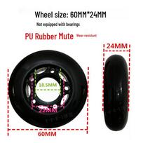 60mm/76mm Black Roller Skate Rubber Wheels with Bearings - Accessories for Skates and Luggage