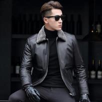 Leather Jacket Short Fashion Locomotive Leather Jacket Lapel Slim Fit Thickened Jacket M juoda