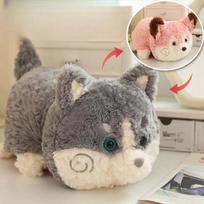 Cartoon Double-Sided Flip Panda Toy Fox Dog Plush Doll  Fox Flip Change Transform Dog Soft Pillow Children Birthday Gifts 30cm