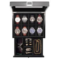 ProCase Watch Box Wooden Watch Watch Holder Organizer with Drawer and Display 8-Slot Case, Men's Case, 8-Slot Dual-Tier juoda