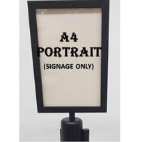 Extra Thick Stainless Steel Black Queue Pole Indoor And Outdoor Signage Crowd Control Barrier Pole A4 SIGNAGE PORTRAIT
