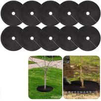 Breathable Weed Control Fabric: Non-Woven Garden Tree Protection Cloth for Indoor & Outdoor Use, Moisture Retention, Grass & Ground Cover. Black; OD 15cm, ID 2cm