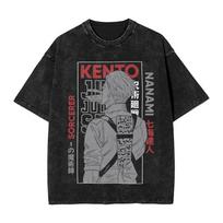 Nanami Kento Jujutsu Kaisen Washed Short Sleeved Round Neck Yk Tshirt Men Clothing New in Top  Tees Mens TShirt Camisetas S