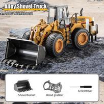 HUINA 1910 140 Large Metal Alloy Excavator Truck Car Model Toy 3 IN 1 Construction Cars Engineering Vehicle Gifts for Kids Boys